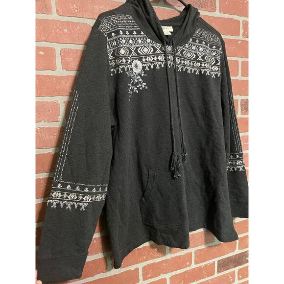 Style & Co Heather Grey Embroidered Hoodie - Size XL - Picture 2 of 6